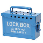 imagen de Brady Azul Acero Caja de almacenamiento de seguridad combinado 45190 - Ancho 9 pulg. - Altura 6 pulg. - Capacidad de Candado 40 - 754476-45190