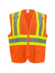 imagen de Global Glove FrogWear HV Chaleco de topógrafo de alta visibilidad GLO-0045 - tamaño Grande - Malla Poliéster - Naranja y amarillo/verde de alta visibilidad - ANSI clase 2, tipo R - glo-0045 lg