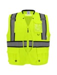 imagen de Global Glove FrogWear HV Chaleco de topógrafo de alta visibilidad GLO-088-LG - tamaño Grande - Poliéster sólido y de malla - Amarillo/verde y negro de alta visibilidad - ANSI clase 2, tipo R - glo-088