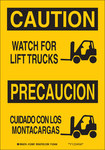 imagen de Brady B-401 Poliestireno Rectángulo Letrero de tránsito de montacargas y camiones de almacén Amarillo - 10 pulg. Ancho x 7 pulg. Altura - Idioma Inglés/Español - 122512