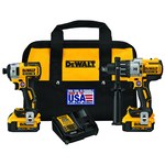 imagen de DEWALT 20V MAX Kit combinado de taladro percutor y atornillador de impacto sin cable - DCK299M2