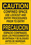imagen de Brady B-555 Aluminio Rectángulo Letrero de espacio restringido Amarillo - 10 pulg. Ancho x 14 pulg. Altura - Idioma Inglés/Español - 125358