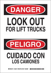 imagen de Brady B-555 Aluminio Rectángulo Letrero de tránsito de montacargas y camiones de almacén Blanco - 10 pulg. Ancho x 14 pulg. Altura - Idioma Inglés/Español - 125268