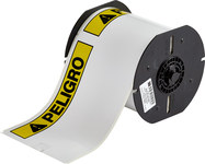 imagen de Brady B30-25-595-PEL Rollo de etiquetas para impresora - 4 pulg. x 6 pulg. - Vinilo - Blanco, Texto amarillo/negro - B-595