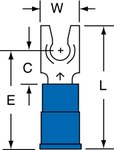 imagen de 3M Scotchlok MNG14-8FLX Azul Bloqueo Unido Nailon Terminal de horquilla y espada embutido - Longitud 0.89 pulg. - Ancho de horquilla 0.3 pulg. - 58796