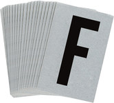 imagen de Bradylite 5900-F Etiqueta en forma de letra - F - Negro sobre plateado - 1 pulg. x 1 1/2 pulg. - B-997
