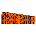 imagen de Brady 152350 Negro sobre naranja Rectángulo Paño de vinilo Etiqueta de voltaje y conducto - Ancho 4.125 pulg. - Altura 1.125 pulg. - B-498
