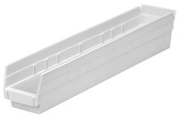 imagen de Akro-mils 199 cu in Blanco Polímero de grado industrial Estante Contenedor de almacenamiento - longitud 23 5/8 pulg. - Ancho 4 1/8 pulg. - Altura 4 pulg. - Compartimientos 1 - 30124 WHITE
