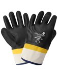 imagen de Global Glove 2740D Black/Yellow Large Velvet Work Gloves - PVC Both Sides Coating - Rough Finish - 2740D/LG