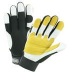 imagen de West Chester Ironcat 86555 Black/Yellow/White Small Grain Goatskin Leather/Spandex Work Gloves - 8.5 in Length - 86555/S