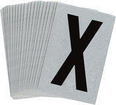 imagen de Bradylite 5900-X Etiqueta en forma de letra - X - Negro sobre plateado - 1 pulg. x 1 1/2 pulg. - B-997