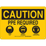 imagen de Brady B-555 Aluminio Rectángulo Cartel de PPE Amarillo - 14 pulg. Ancho x 10 pulg. Altura - 131967