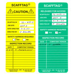 imagen de Brady Scafftag SCAF-STSI 708 Verde sobre amarillo Inserción de etiqueta de andamio - 14455