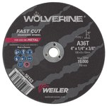 imagen de Weiler Wolverine Rueda de corte 56163 - Tipo 27 - rueda de centro hundido - 4 pulg. - Óxido de aluminio - 36 - T