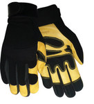 imagen de Red Steer 174 Black/Yellow Large Grain Goatskin Leather/Spandex Driver's Gloves - Wing Thumb - 174-L