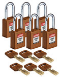 imagen de Brady SafeKey Candado de seguridad - Ancho 1 1/2 pulg. - NYL-BRN-38ST-KD6PK