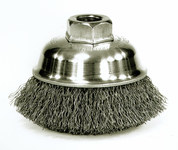 imagen de Weiler Steel Cup Brush - Threaded Nut Attachment - 3-1/2 in Diameter - M10 x 1.50 Center Hole - 0.014 in Bristle Diameter - 13176
