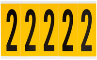 imagen de Brady 1560-2 Etiqueta de número - 2 - Negro sobre amarillo - 1 3/4 pulg. x 5 pulg. - B-946