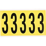 imagen de Brady 3460-3 Etiqueta de número - 3 - Negro sobre amarillo - 1 3/4 pulg. x 5 pulg. - B-498