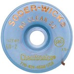 imagen de Chemtronics Soder-Wick #2 Trenza de desoldadura de revestimiento de fundente sin limpieza - Amarillo - 0.06 pulg. x 10 pies
