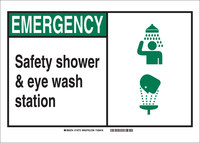 imagen de Brady B-302 Poliéster Rectángulo Cartel de lavado de ojos y ducha - 7 pulg. Ancho x 5 pulg. Altura - Laminado - 119994