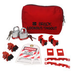 imagen de Brady 99303 Negro sobre rojo Nailon Kit de bloqueo/etiquetado - Profundidad 2 pulg. - Altura 4.75 pulg. - Material de contenedor Nailon - 754476-99303