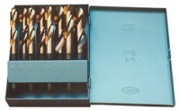 imagen de Chicago-Latrobe 190C Reduced Shank Drill Set 69868 - Right Hand Cut - Split 118° Point - Straw Finish - Spiral Flute - M42 High-Speed Steel - 8% Cobalt