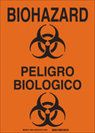 imagen de Brady B-401 Poliestireno Rectángulo Letrero de peligro biológico Naranja - Idioma Inglés/Español - 38624