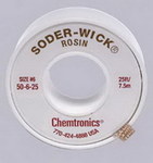 imagen de Chemtronics Soder-Wick #50 Trenza de desoldadura de núcleo de fundente de colofonia - Rojo - 0.21 pulg. x 25 pies