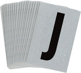imagen de Bradylite 5900-J Etiqueta en forma de letra - J - Negro sobre plateado - 1 pulg. x 1 1/2 pulg. - B-997