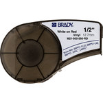 imagen de Brady M21-500-595-RD Cartucho de etiquetas para impresora - 1/2 pulg. x 21 pies - Vinilo - Blanco sobre rojo - B-595