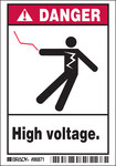 imagen de Brady 86871 Negro/Rojo sobre blanco Rectángulo Poliéster Etiqueta de advertencia de alto voltaje - Ancho 5 pulg. - Altura 3 1/2 pulg. - B-302