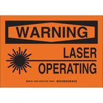 imagen de Brady B-555 Aluminio Rectángulo Cartel/Etiqueta de peligro de láser Naranja - 14 pulg. Ancho x 10 pulg. Altura - 129327