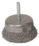 imagen de Weiler Acero al carbono Cepillo de copa - Accesorio Eje - Diámetro 3 pulg. - Diámetro de la cerda 0.014 pulg. - Tipo de paquete: exhibidor - 36030