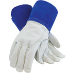 imagen de PIP 75-4854 Blue XL Grain, Split Goatskin Welding Glove - Wing Thumb - 12 in Length - 75-4854/XL