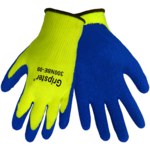 imagen de Global Glove Gripster 300NBE Blue/High-Visibility Yellow Large Polyester Work Gloves - Rubber Palm Only Coating - 300NBE LG/LG
