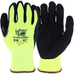 imagen de PIP Barracuda HVG713SNF Hi-Vis Yellow Large PolyKor Cut-Resistant Gloves - Reinforced Thumb - ANSI A4 Cut Resistance - Nitrile Palm & Fingers Coating - HVG713SNF/L