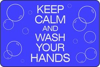 imagen de Notrax Tapetes de mensajes de seguridad 194CW Mantener la calma y lavarse las manos 194SCW35BU - 5 pies x 3 pies - Liso - Azul - NOTRAX 194SCW35BU