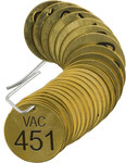imagen de Brady 87518 Etiqueta para válvula numerada con encabezado - 1 1/2''de diámetro - Latón - B-907