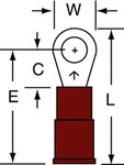imagen de 3M Scotchlok MNG18-6R/SK Rojo Unido Nailon Terminal anillado embutido - Longitud 0.79 pulg. - Ancho 0.25 pulg. - 16163