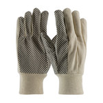 imagen de PIP 91-910PDI Black/Tan Cotton Canvas General Purpose Gloves - Straight Thumb - PVC Dotted Palm & Fingers Coating