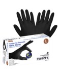 imagen de Global Glove Negro Mediano Nitrilo Guantes desechables - Grado Industrial - acabado Dedos texturizados - Longitud 9.5 pulg. - 810033-29191
