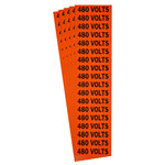 imagen de Brady 152488 Negro sobre naranja Rectángulo Paño de vinilo Etiqueta de voltaje y conducto - Ancho 2.25 pulg. - Altura 0.5 pulg. - B-498