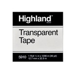 imagen de 3M Highland 5910 Clear Office Tape - 1/2 in Width x 1296 in Length - 2 mil Thick - 07442