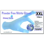 imagen de Global Glove 705PF Azul Mediano Nitrilo Guantes desechables - Grado Industrial - acabado Áspero - Longitud 9 pulg. - 705PF MD