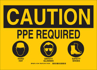 imagen de Brady B-555 Aluminio Rectángulo Cartel de PPE Amarillo - 14 pulg. Ancho x 10 pulg. Altura - 131959