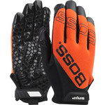 imagen de PIP Boss 120-MG1240T Hi-Vis Orange Small Grain Pigskin Synthetic Leather Mechanic's Gloves - Silicone Palm & Fingers Coating - 120-MG1240T/S