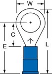 imagen de 3M Scotchlok MNG14-516R/SX Azul Unido Nailon Terminal anillado embutido - Longitud 1.09 pulg. - Ancho 0.47 pulg. - 58967