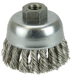 imagen de Weiler Acero inoxidable Cepillo de copa - Accesorio Eje roscado - Diámetro 2-3/4 pulg. - Diámetro de la cerda 0.020 pulg. - 13257