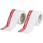 imagen de Brady THTEL-161-483-1-DA Rollo de etiquetas troqueladas para impresoras - 4 pulg. x 4 pulg. - Poliéster - Negro/Rojo sobre blanco - B-483
